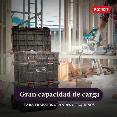 Vista 8 de Keter Stack-n-Roll Organizador Modular de Herramientas para Almacenamiento en Garaje y Bricolaje, Sistema de Caja de Herramientas Rodante de Resina
