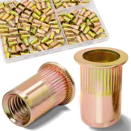 Vista 14 de Tuerca de remache UNC de 1/2 ''-13, 10 piezas de acero inoxidable 304 cabeza plana remache roscado inserto Nutsert