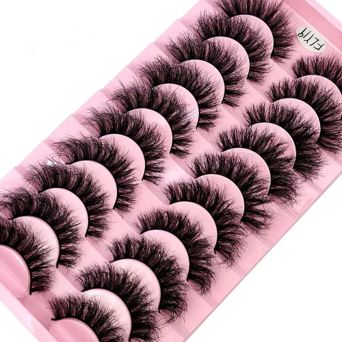 Vista 10 de 10 pares de pestañas postizas de visón 3D, hechas a mano, pestañas largas y finas, pestañas naturales para maquillaje de ojos (3-6)