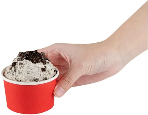 Vista 11 de Coppetta - Vasos de postre de 3 onzas, 50 tazas desechables para helado, tapas se venden por separado, cuencos de yogur congelado de papel rojo