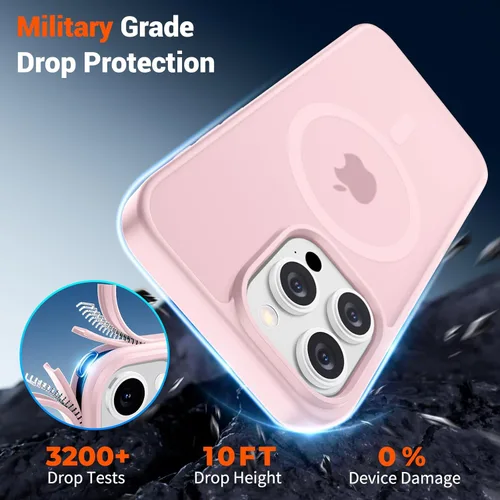 Vista 1272 de SUPFINE - Funda magnética para iPhone 13 Pro Max (compatible con MagSafe), (protección contra caídas de grado militar de 10 pies), delgada, Negro