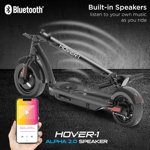 Vista 5 de Hover-1 Alpha 2.0 Foldable Electric Scooter with 450W Brushless Motor, 18 mph Max Speed, 10” Air-Filled Tires and 12 Mile Range