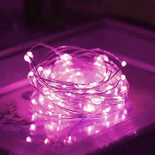 Vista 5 de Guirnalda de 30 luces LED, 10 unidades, funciona con pilas, alambre de cobre plateado, cadena estrellada para bricolaje, fiesta, Navidad, disfraces