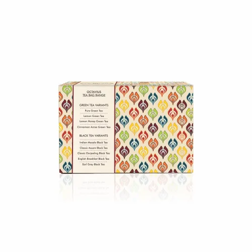 Vista 3 de Octavius Paquete de muestra de té Surtido de tés verdes Té verde de anís canela 50 bolsas de té de doble cámara envueltas Paquete variado