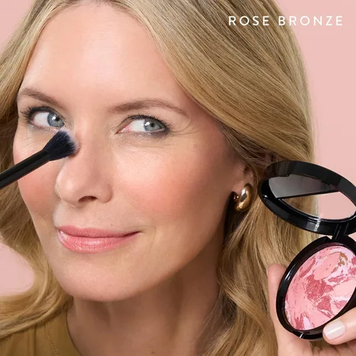 Vista 4 de LAURA GELLER Baked Blush-n-Bronze Marbleized - Rubor bronceador 2 en 1, contorno de cara con un rubor radiante, bronce rosa
