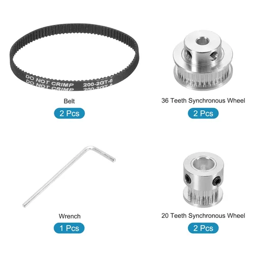 Vista 3 de MECCANIXITY Polea de distribución 20 y 36 dientes 0.197 in diámetro rueda síncrona con correa y llave para impresora 3D, máquina CNC