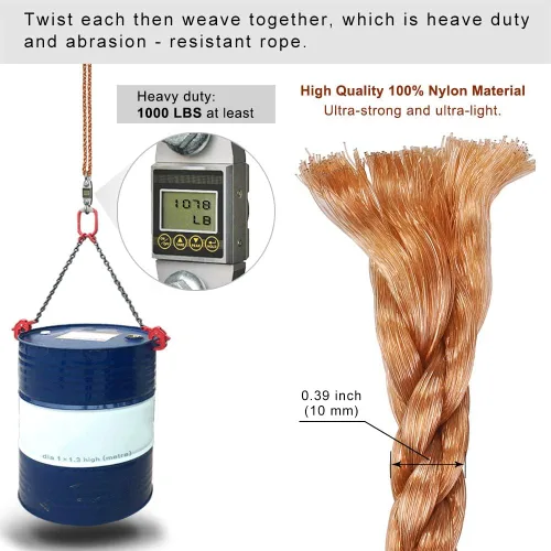 Vista 5 de Kit de Correa Colgante para Silla de Hamaca de Árbol de SELEWARE, Cuerda de Columpio Ajustable de Nylon Soporta hasta 1000lbs, Perfecto para Juego