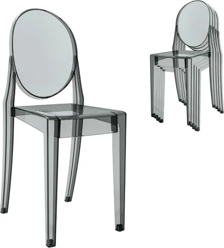 Vista 10 de Sillas apilables de acrílico fantasma para eventos, juego de 4 (ámbar)