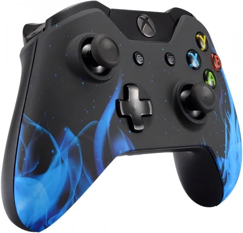 Vista 4 de eXtremeRate Blue Flame Soft Touch Grip Carcasa frontal para mando Xbox One estándar (se adapta tanto con puerto de 0.138 in y sin puerto de 0.138 in)