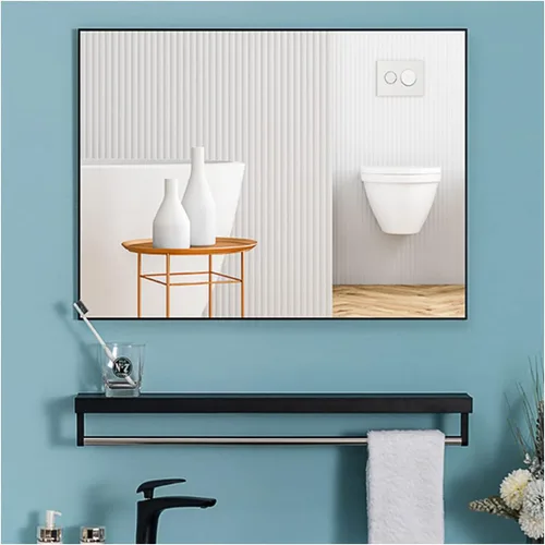 Vista 4 de Espejo de pared de 30 x 40 pulgadas marco negro espejo de tocador espejos de baño para pared espejo de lavabo horizontal o vertical para colgar