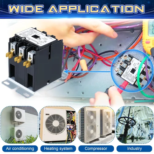 Vista 7 de Dreyoo Contactor de motor HVAC, 3 polos, 40 amperios, compresor de condensador de aire acondicionado, relés de repuesto compatibles con C230B, aire