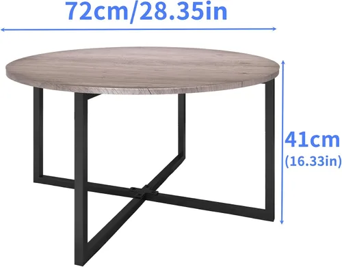 Vista 2 de HOMERECOMMEND Mesa de centro redonda para sala de estar, escritorio de té con patas de metal negro, mesa de té, balcón, mesa de sofá, estudio, negro