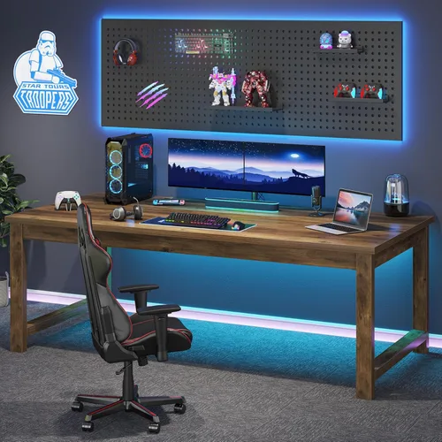 Vista 71 de Tribesigns - Escritorio moderno para computadora, 70.8 x 35.4 pulgadas, escritorio ejecutivo grande de oficina, mesa de estudio, estación de trabajo