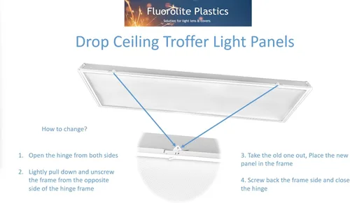 Vista 6 de Fluorolite Plastics - Paneles prismáticos prismáticos de acrílico transparente de iluminación fluorescente y LED, paquete de 4 unidades de 22 x 46