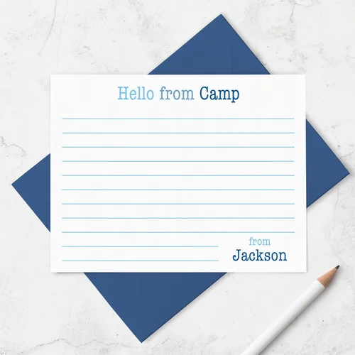 Vista 3 de Personalized Summer Camp Note Card & Envelope Stationery Set for Children - Cute Kids Writing Set for Camp Notes Home, Sleepaway Camp Stationary for