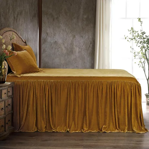 Vista 22 de HiEnd Accents Stella - Juego de colcha de terciopelo de seda sintética de 2 piezas con funda de almohada, tamaño individual, color marrón cobrizo