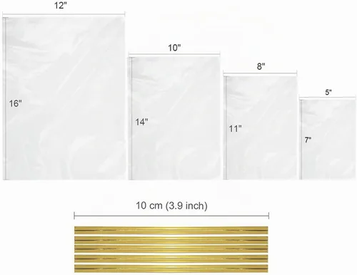 Vista 2 de Zcintert Bolsas Transparentes de Celofán para Golosinas 100 Piezas - 11.8" x 15.8" (2mils), Bolsas de Regalo de Plástico para Dulces, Recuerdos