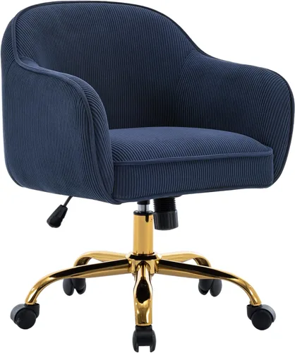 Silla de escritorio para el hogar, silla giratoria de pana con Moderna silla de computadora tapizada de terciopelo con respaldo medio, ergonómica de obmedin