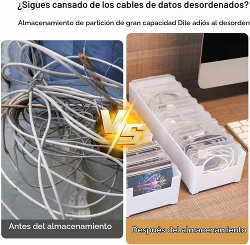 Vista 4 de Caja organizadora de cables con múltiples cajas de almacenamiento de cables de escritorio para cables de carga, accesorios de uso en casa, oficina