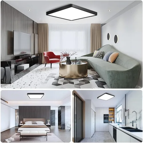 Vista 8 de HOSITARK Lámpara de techo empotrada negra de 12 pulgadas y 24 W, lámparas de techo para interiores, dormitorio, baño, lámpara de techo moderna