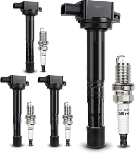 Vista 25 de Paquetes de bobinas de encendido UF549 y bujía doble de iridio 9029 compatibles con 2007-2019 Nissan Altima Versa Sentra Rogue Cube NV200 Pathfinder