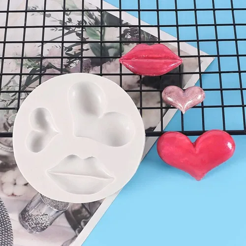 Vista 8 de Moldes de silicona para labios DIY corazón resina epoxi molde de boca de silicona artesanal molde personalizado