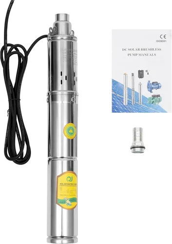 Bomba de agua solar de pozo profundo DC 24 V 370 W con bomba sumergible de acero riego jardín, bomba sumergible solar 213.3 ft