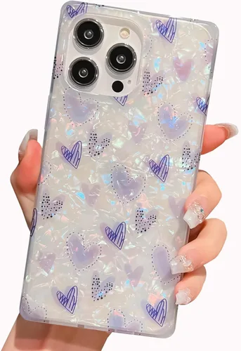 Vista 28 de BANAILOA Funda compatible con iPhone 14 Pro con borde rectangular, bonita funda protectora de lujo con pintura al óleo y flores para mujeres