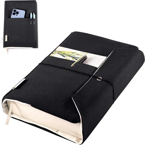 Vista 23 de Fundas de libro de lienzo, protector de libro lavable, funda de libro para novelas de tapa blanda, funda de libro ajustable para tapa dura