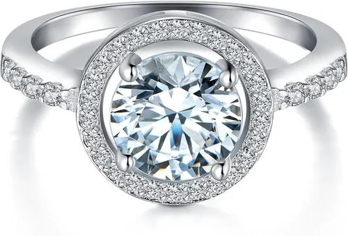 Vista 2 de Boruo anillo de plata esterlina 925, alianza de bodas, anillo eterno de diamante circón cúbico de 8mm, alianza de bodas