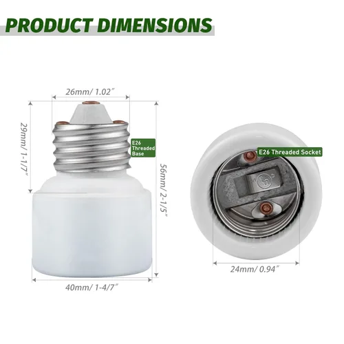 Vista 5 de Extensor de Enchufe de Luz, Adaptador de Extensión de Enchufe de Porcelana, Adaptador Extensor de Enchufe de Bombilla de Rosca Media Estándar E26 a
