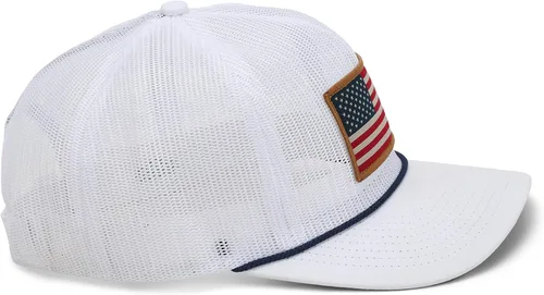 Vista 8 de Paramount Outdoors Gorra de bandera estadounidense de malla brisa, malla aplastable, gorra de camionero (blanco)