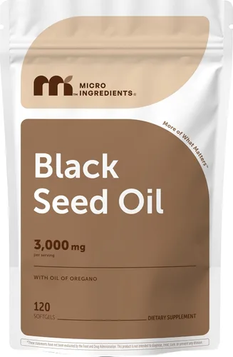Micro Ingredients Aceite de semilla negra de 3,000 mg, 120 cápsulas blandas | Fórmula 2 en 1 con aceite de orégano, carvacrol y timoquinona | A base