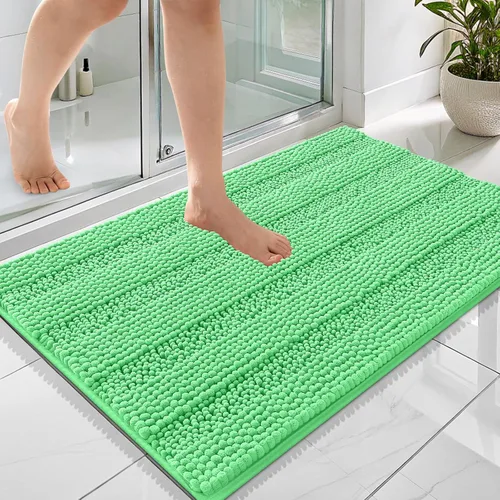 Vista 261 de OLANLY Alfombras de Baño Gruesas de 47 x 20 pulgadas, Extra Suaves Absorbentes de Chenilla a Rayas, Respaldo de Goma, Lavables y Secables a Máquina