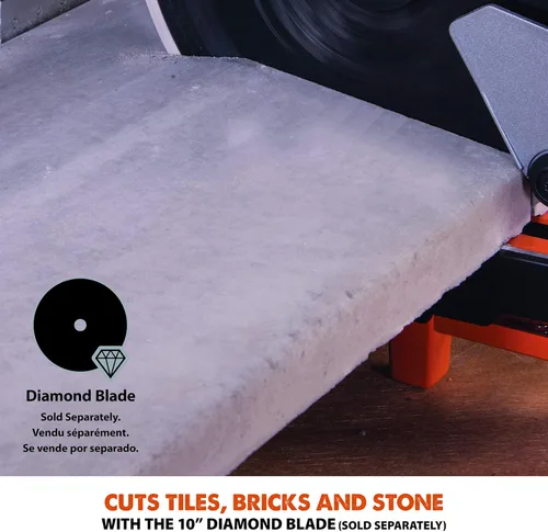 Vista 22 de Evolution Power Tools R255SMS - Sierra ingletadora deslizante de 10 pulgadas, multimaterial, multiusos, corta metal, plástico, madera y más