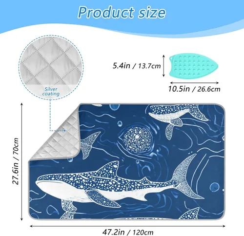 Vista 2 de Alfombrilla de planchar y almohadilla magnética resistente al calor, manta de planchado portátil de viaje, fundas para tabla de planchar de 27.6 x
