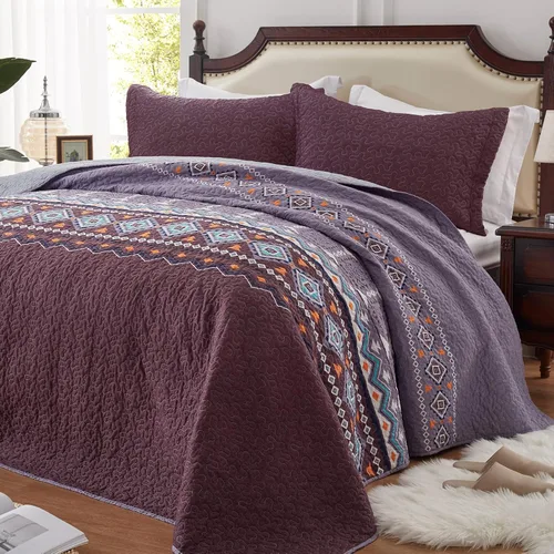 Vista 20 de LEAONME Juego de edredón de 3 piezas tamaño matrimonial/queen, juego de ropa de cama ligero de microfibra para todas las estaciones