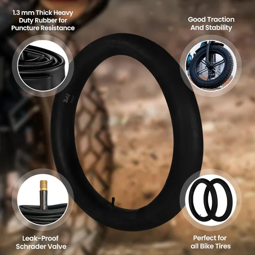 Vista 7 de HEB - Tubo de bicicleta de servicio pesado para neumáticos Ebike - Tubo interior resistente a pinchazos para neumático de bicicleta de 20 x 4 / 26 x