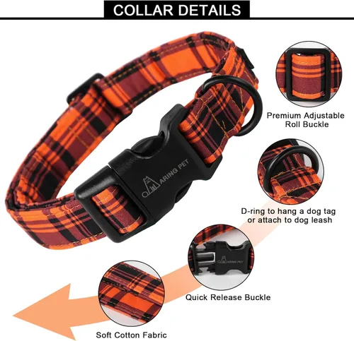 Vista 188 de Aring Pet Collar de algodón, ligero y ajustable, con hebilla de liberación rápida para perros pequeños, medianos y grandes, para cachorros, XS
