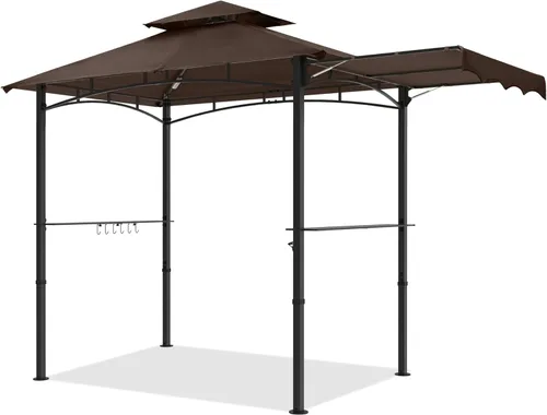 Vista 12 de MASTERCANOPY Gazebo de parrilla de 8 x 5 para exteriores, toldo con 2 luces LED (costuras marrones caqui)