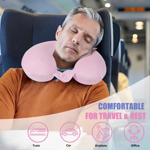 Vista 2 de SAIREIDER Almohada cervical de viaje 100% espuma viscoelástica, el soporte para avión evita que la cabeza se caiga hacia adelante, accesorios