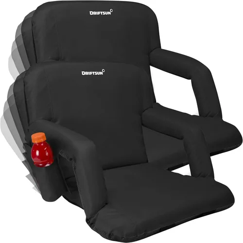 Vista 10 de Driftsun Asientos de estadio extra anchos con respaldo – Sillas plegables de lujo para gradas – Silla deportiva plegable impermeable – Fácil