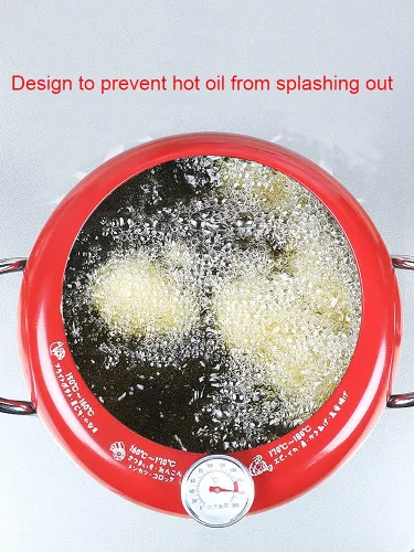 Vista 2 de Sartén con termómetro Tempura Freidora Pot, Mini sartén profunda con escurridor Mini Sartén profunda con sartén de aceite 8 pulgadas