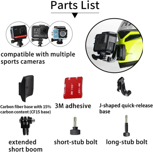 Vista 4 de AGV K1S - Kit de montaje de barbilla hecho para casco K1 S, kit de montaje de cámara de fibra de carbono, soporte de cámara ajustable compatible