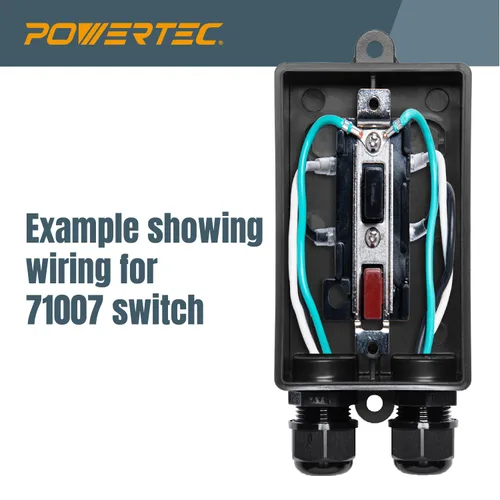 Vista 3 de POWERTEC 120 V/230 V de doble voltaje, interruptor de paleta, 28 amperios a 230 voltios, paleta de rodilla grande para herramientas eléctricas, se
