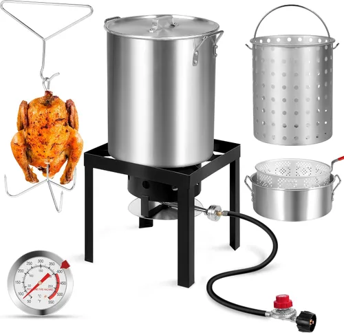 Vista 8 de OT18 Freidora Profunda de Propano con Olla de Freidora Profunda Cuadrada de 18Qt – Olla de Aluminio de Alta Calidad con Canasta Coladora para Freír