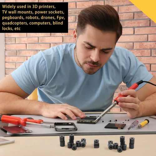 Vista 6 de Pasimy 100 espaciadores de nailon negro de 1/2 pulgada de grosor, 1/2 pulgadas de diámetro exterior de 0.194 pulgadas de diámetro