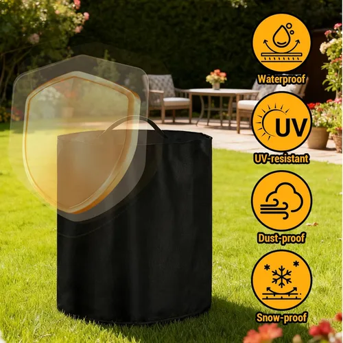 Vista 4 de Cubierta para fogata Ninja Fireside 360, Ninja cubierta para fogata al aire libre 600d Oxford con respaldo de PVC, impermeable, a prueba de polvo