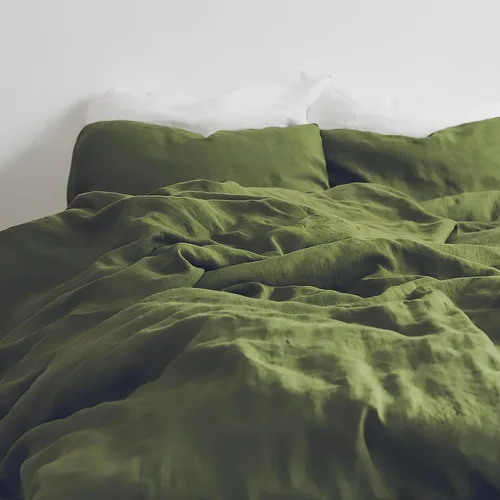 Vista 2 de INDACORIFY Moss Green Cotton Duvet Cover Softened 100% Cotton Bedding Duvet Cover with 2 Matching Pillowcase Natural Comforter Cover Set Twin Queen