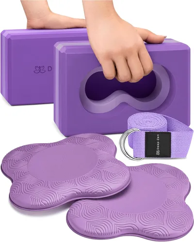 Vista 11 de Deep-Zen® Yoga Blocks Wrist Support; Yoga Blocks 2 Pack with Knee Pads and Strap to Put Less Weight on Wrists; Durable, Versatile Yoga Brick
